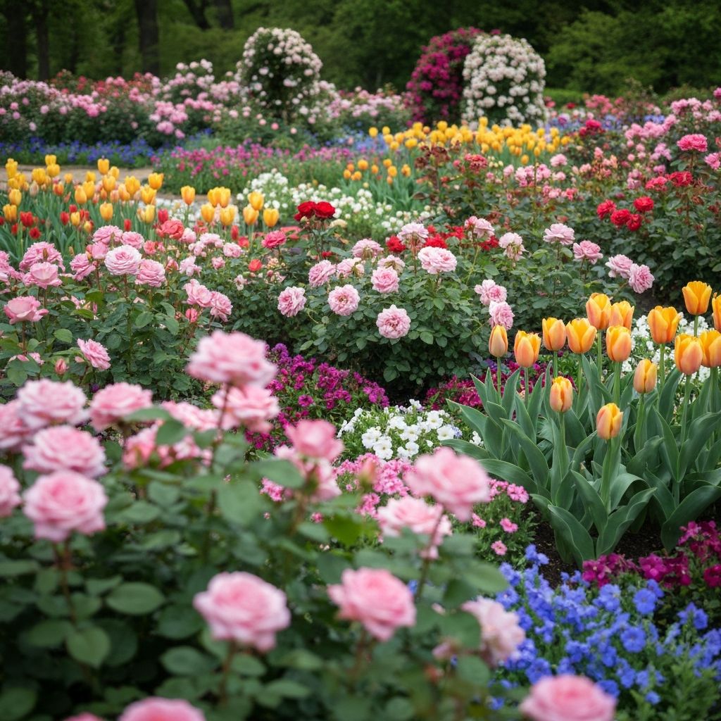 حديقة زهور ملونة جميلة